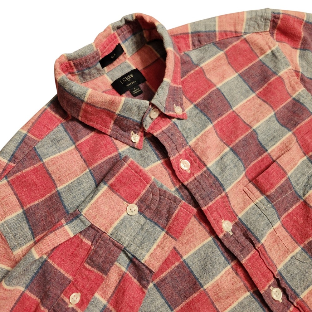 J. Crew Plaid Fisherman Flannel Long-Sleeve Button-Up Shirt Buffalo Check Size S